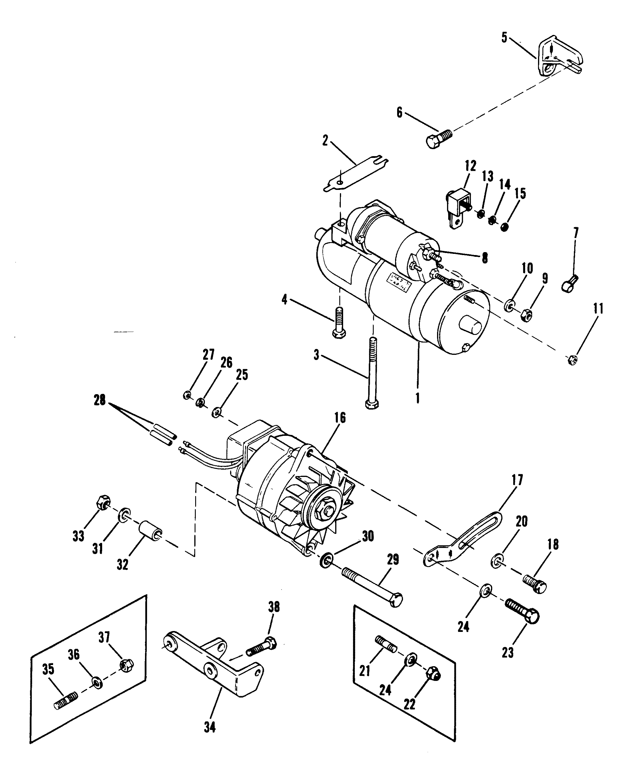 MerCruiser 2.5L GM 153 I / L4 1987-1989 Alternator (Delco-remy #1103113)  Parts
